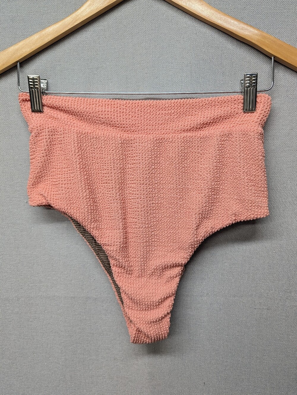 Acacia swimwear High-Waist Textured Bikini Bottom in Dusty Pink, NWOT Size XL